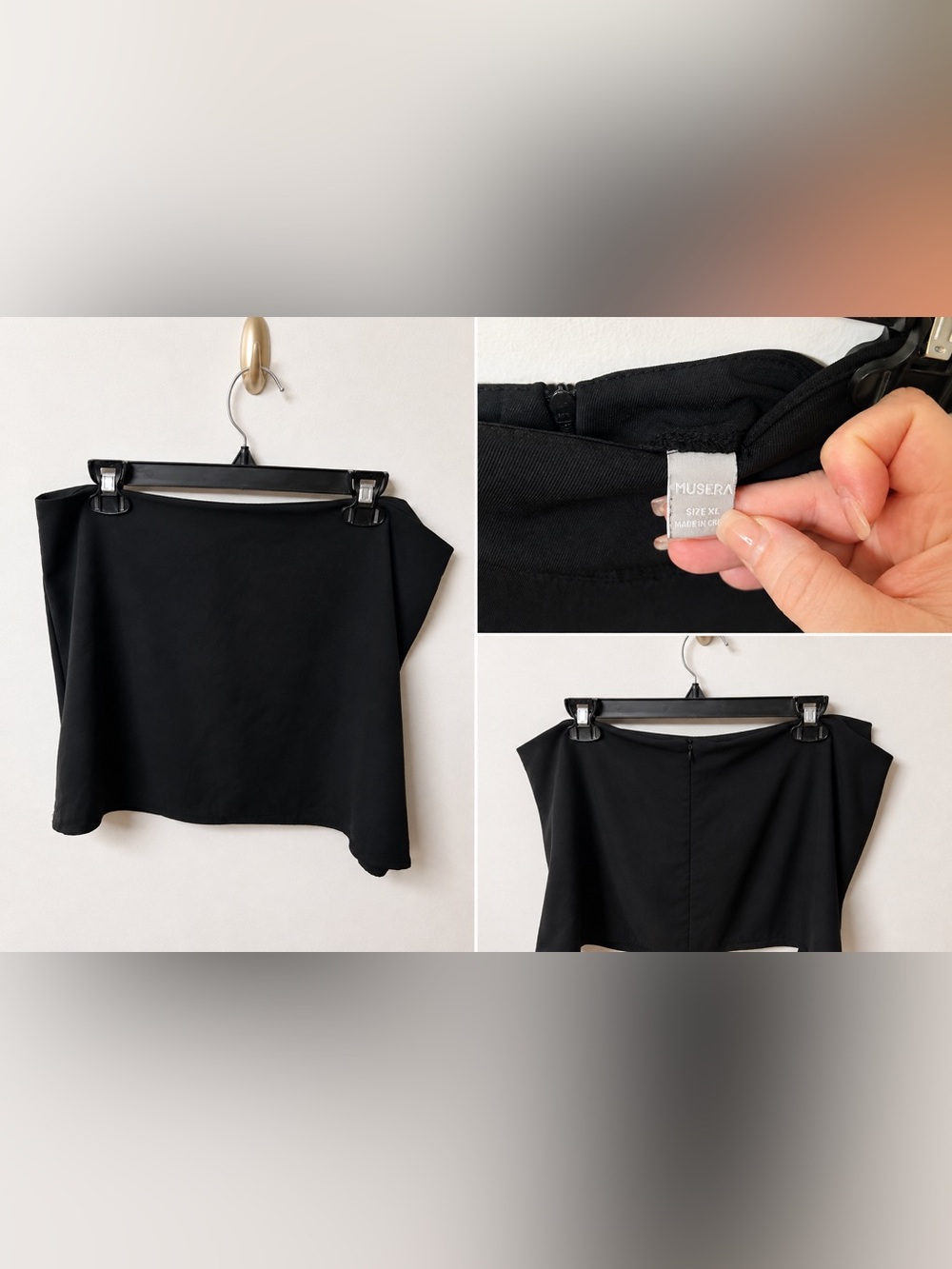 Musera Black Asymmetrical Mini Skirt